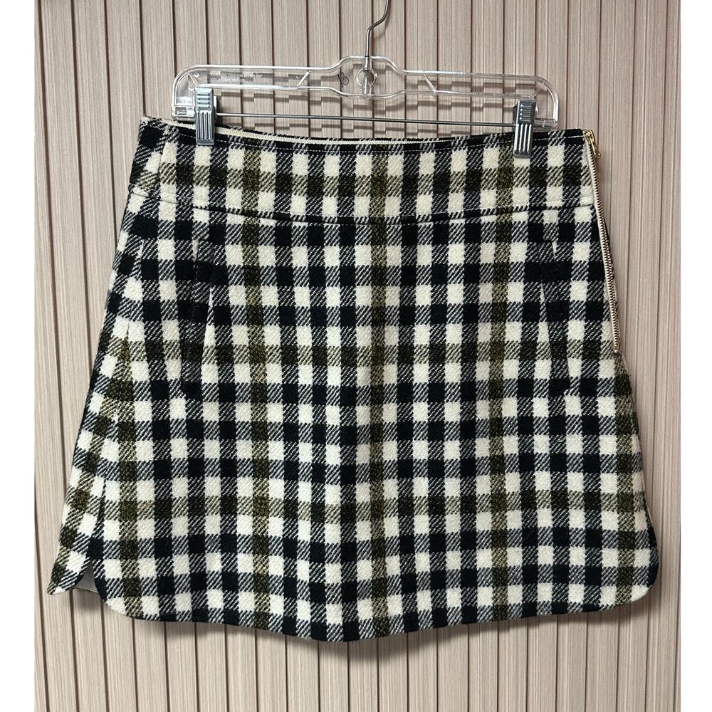 J.Crew Plaid Oxford Wool A-Line Mini Skirt Size 10